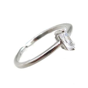 copper Rings pave zircon, adjustable, platinum plated, approx 20mm dia [FN20865]