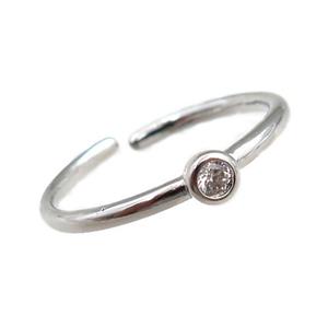 copper Rings pave zircon, adjustable, platinum plated, approx 20mm dia [FN20866]