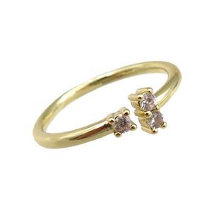 copper Rings pave zircon, adjustable, gold plated, approx 20mm dia [FN20869]