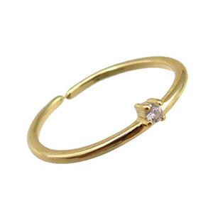 copper Rings pave zircon, adjustable, gold plated, approx 20mm dia [FN20870]