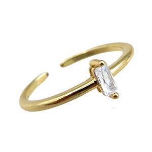 copper Rings pave zircon, adjustable, gold plated, approx 20mm dia [FN20871]