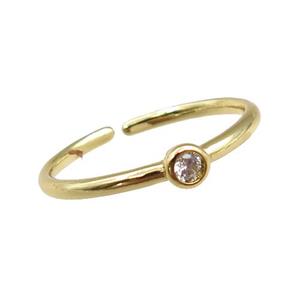 copper Rings paved zircon, adjustable, gold plated, approx 20mm dia [FN20875]