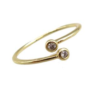 copper Rings paved zircon, adjustable, gold plated, approx 20mm dia [FN20876]