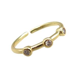 copper Rings paved zircon, adjustable, gold plated, approx 20mm dia [FN20877]