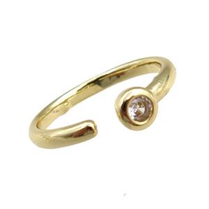 copper Rings paved zircon, adjustable, gold plated, approx 20mm dia [FN20878]