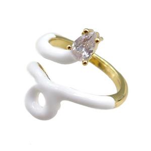 copper Rings paved zircon, adjustable, gold plated, approx 20mm dia [FN20889]