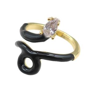 copper Rings paved zircon, adjustable, gold plated, approx 20mm dia [FN20890]