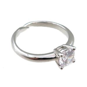 copper Rings paved zircon, adjustable, platinum plated, approx 6mm, 20mm dia [FN20891]