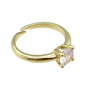 copper Rings paved zircon, adjustable, gold plated, approx 6mm, 20mm dia [FN20892]