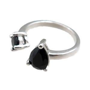 copper Rings paved zircon, adjustable, platinum plated, approx 5mm, 6x8mm, 20mm dia [FN20894]