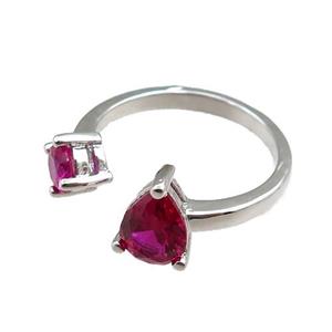 copper Rings paved zircon, adjustable, platinum plated, approx 5mm, 6x8mm, 20mm dia [FN20895]