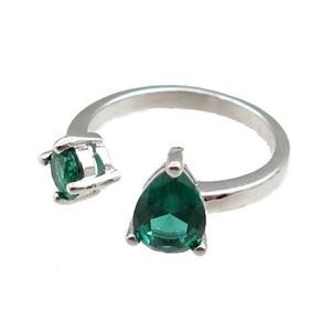 copper Rings paved zircon, adjustable, platinum plated, approx 5mm, 6x8mm, 20mm dia [FN20896]