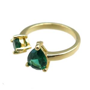 copper Rings paved zircon, adjustable, gold plated, approx 5mm, 6x8mm, 20mm dia [FN20900]