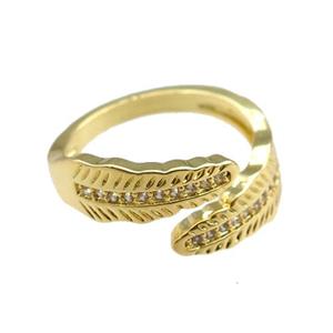 copper Rings paved zircon, adjustable, gold plated, approx 20mm dia [FN20902]