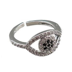 copper Rings paved zircon, adjustable, platinum plated, approx 11mm, 20mm dia [FN20903]