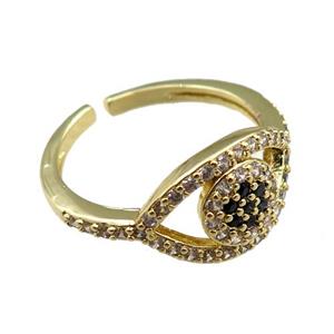 copper Rings paved zircon, adjustable, gold plated, approx 11mm, 20mm dia [FN20904]