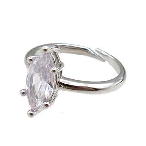 copper Rings paved zircon, adjustable, platinum plated, approx 6-14mm, 20mm dia [FN20913]