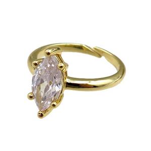 copper Rings paved zircon, adjustable, gold plated, approx 6-14mm, 20mm dia [FN20914]