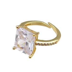 copper Rings paved zircon, adjustable, gold plated, approx 10-12mm, 20mm dia [FN20916]