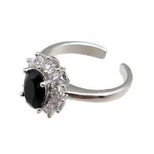 copper Rings paved zircon, adjustable, platinum plated, approx 12-14mm, 20mm dia [FN20920]