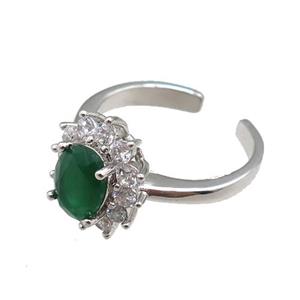 copper Rings paved zircon, adjustable, platinum plated, approx 12-14mm, 20mm dia [FN20922]