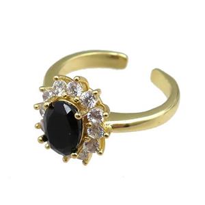 copper Rings paved zircon, adjustable, gold plated, approx 12-14mm, 20mm dia [FN20924]