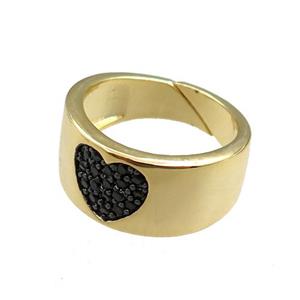copper Rings paved zircon, adjustable, gold plated, approx 9mm, 20mm dia [FN20927]