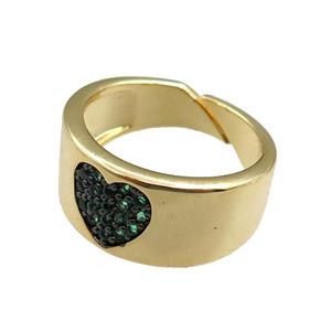 copper Rings paved zircon, adjustable, gold plated, approx 9mm, 20mm dia [FN20928]