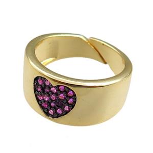 copper Rings paved zircon, adjustable, gold plated, approx 9mm, 20mm dia [FN20929]