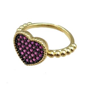 copper Rings paved zircon, adjustable, gold plated, approx 11-13mm, 20mm dia [FN20933]