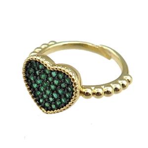 copper Rings paved zircon, adjustable, gold plated, approx 11-13mm, 20mm dia [FN20934]