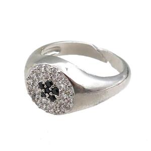 copper Rings paved zircon, adjustable, platinum plated, approx 11mm, 20mm dia [FN20937]