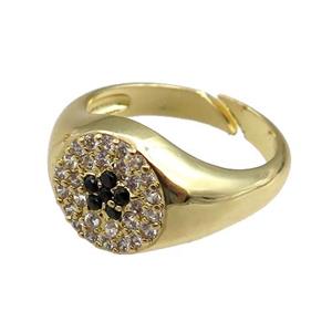 copper Rings paved zircon, adjustable, gold plated, approx 11mm, 20mm dia [FN20938]