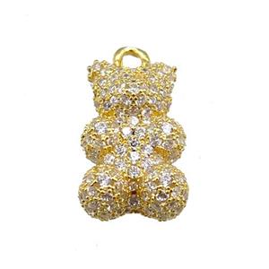 copper bear pendant pave zircon, gold plated, approx 10-16mm [FN20949]
