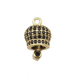 copper bell pendant pave zircon, gold plated, approx 8mm [FN20951]
