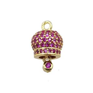 copper bell pendant pave zircon, gold plated, approx 8mm [FN20952]