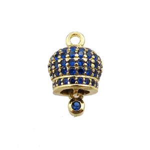 copper bell pendant pave zircon, gold plated, approx 8mm [FN20953]