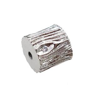 copper tube beads pave zircon, platinum plated, approx 10mm [FN20956]