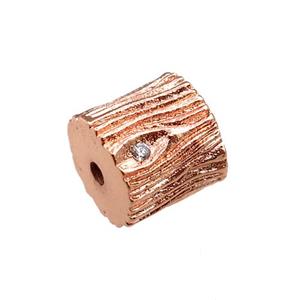 copper tube beads pave zircon, rose gold, approx 10mm [FN20958]