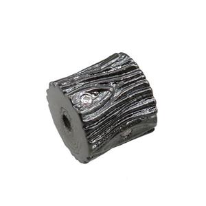 copper tube beads pave zircon, black plated, approx 10mm [FN20959]