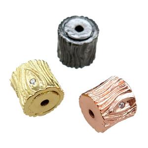 copper tube beads pave zircon, mixed, approx 10mm [FN20960]