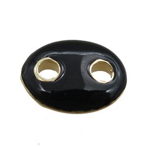 copper oval connector, black enameled, gold plated, approx 10-14mm [FN20962]