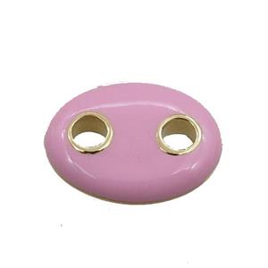 copper oval connector, pink enameled, gold plated, approx 10-14mm [FN20963]
