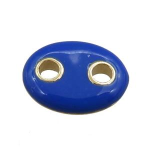 copper oval connector, blue enameled, gold plated, approx 10-14mm [FN20964]