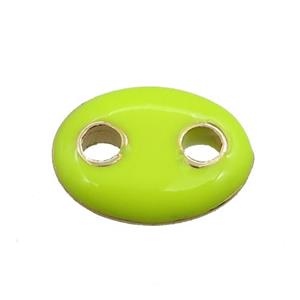 copper oval connector, olive enameled, gold plated, approx 10-14mm [FN20966]