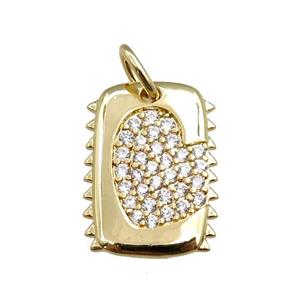 copper rectangle pendant paved zircon, gold plated, approx 11-17mm [FN20975]
