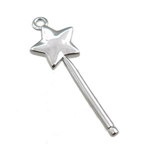 copper magicwand pendant, platinum plated, approx 9-25mm [FN20978]