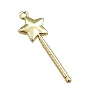 copper magicwand pendant, gold plated, approx 9-25mm [FN20979]