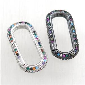 copper Carabiner Clasp paved zircon, mixed, approx 14-29mm [FN20984]