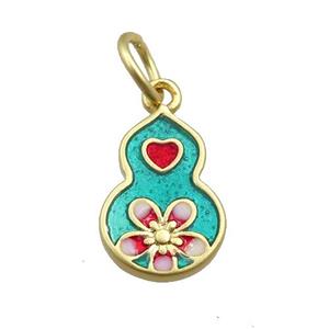 copper gourd pendant with enameled, gold plated, approx 10x14mm [FN20985]
